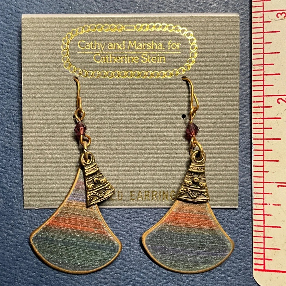 Cathy and Marsha for Catherine Stein Dangle Earrings Art Deco Bohemian Flair - Picture 9 of 9